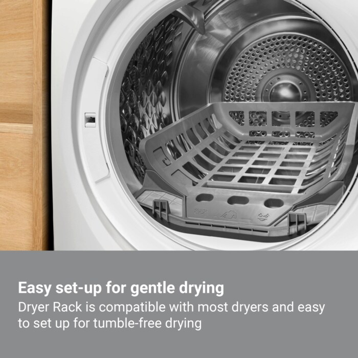 Easy set-up for gentle drying. Dryer Rack is compatible with most dryers and easy to set up for tumble-free drying.