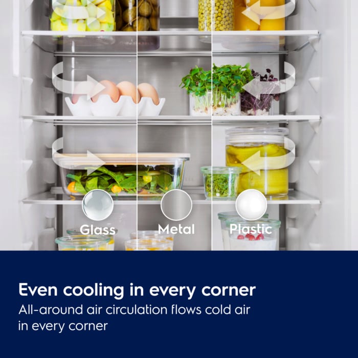 Even cooling in every corner. All-around air circulation flows cold air in every corner.