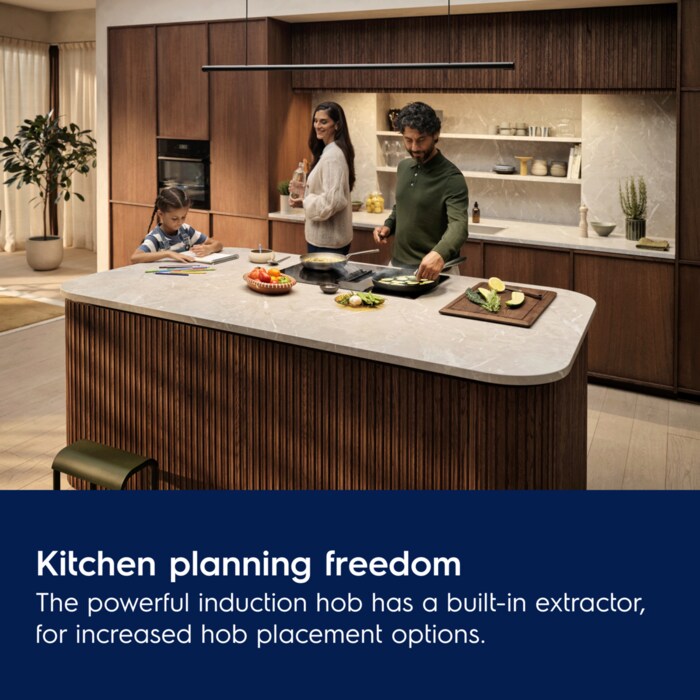 Integrated extractor gives you more freedom in kitchen planning.