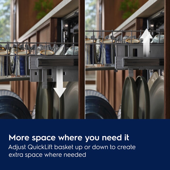More space where you need it. Adjust QuickLift basket up or down to create extra space where needed.