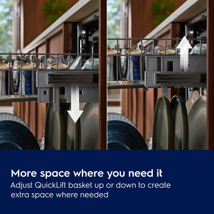 More space where you need it. Adjust QuickLift basket up or down to create extra space where needed.