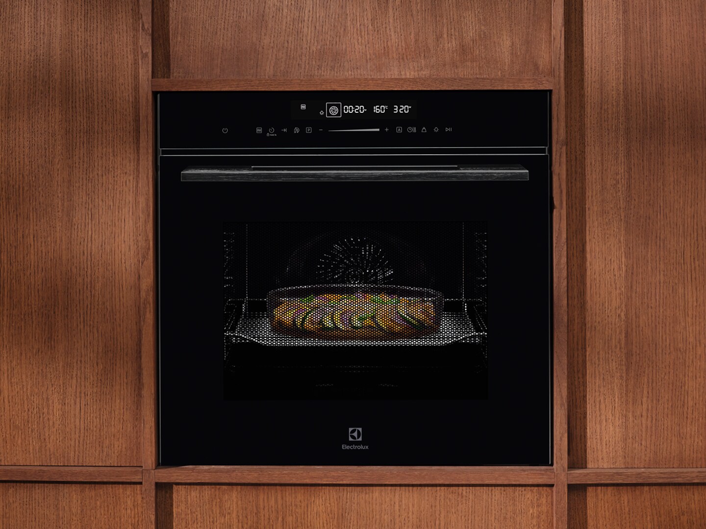 Zoom sur le four 800 CombiQuick® 60 cm avec micro-ondes intégré dans un meuble de cuisine